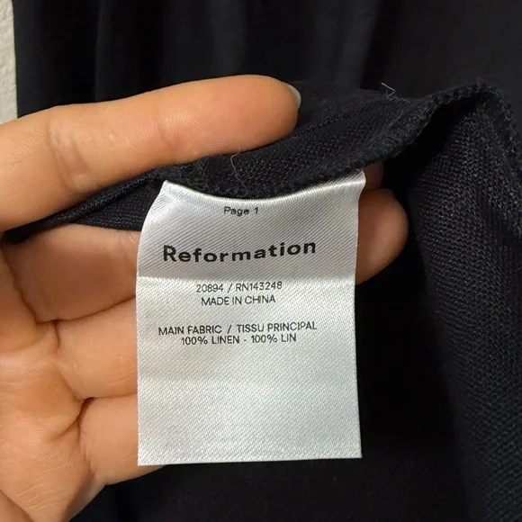 NWOT Reformation Tana Linen Maxi Dress Black Relaxed Summer Holiday M Size 6-8 - Picture 8 of 8
